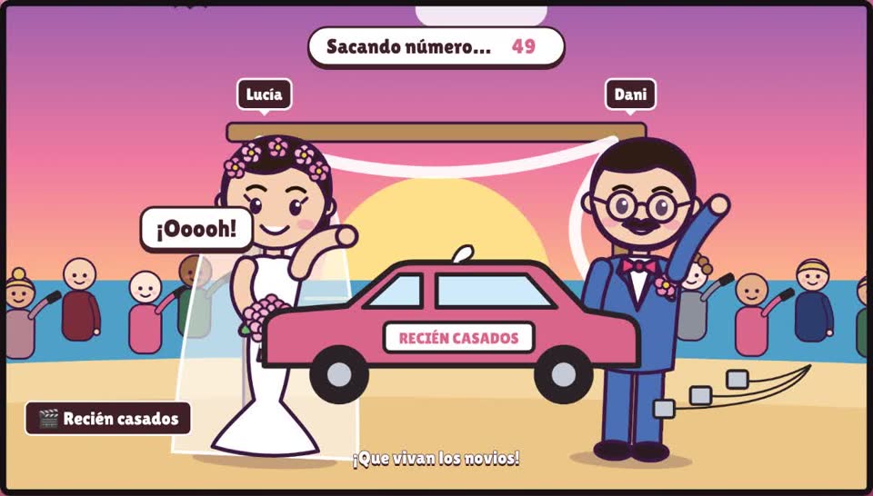 Animación del coche de recién casados