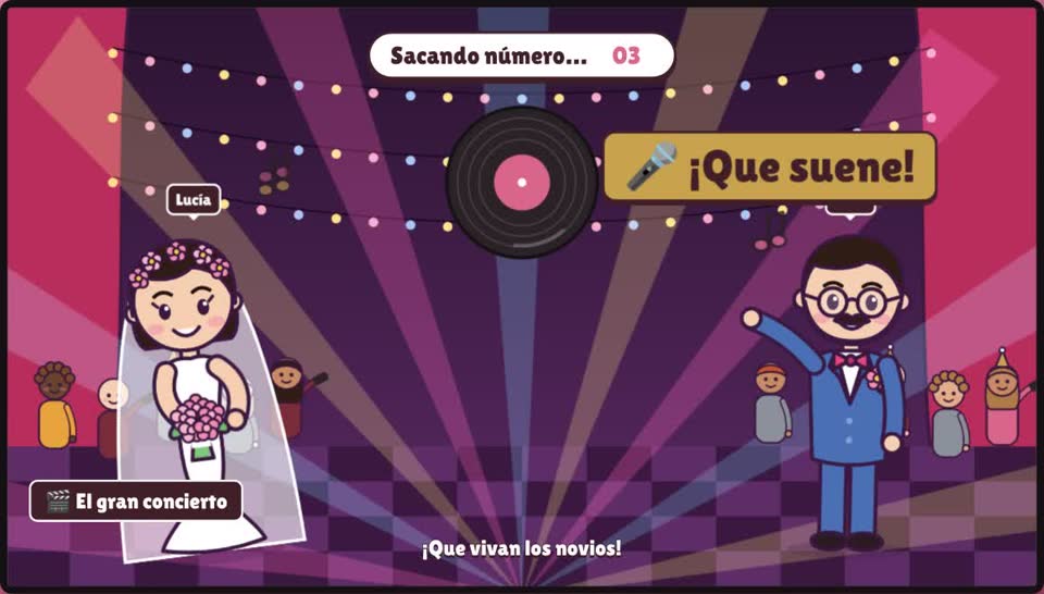 Animación con los novios en un concierto